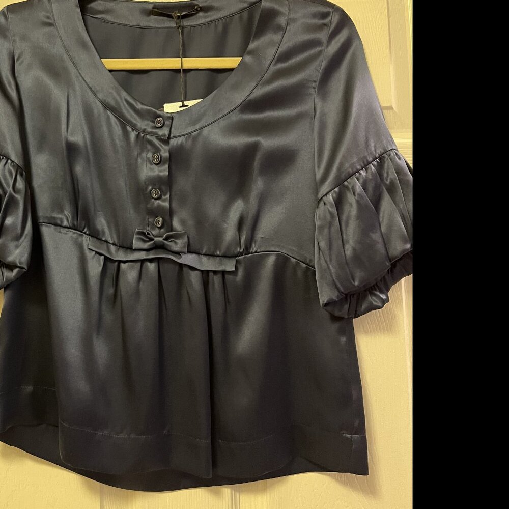 NWT Armand Basi Silky Navy Top Size S